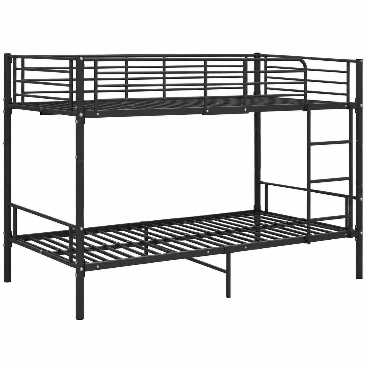 Kinder Etagenbett aus Metall 90x200 cm, Schwarz, für Schlafzimmer - westrena