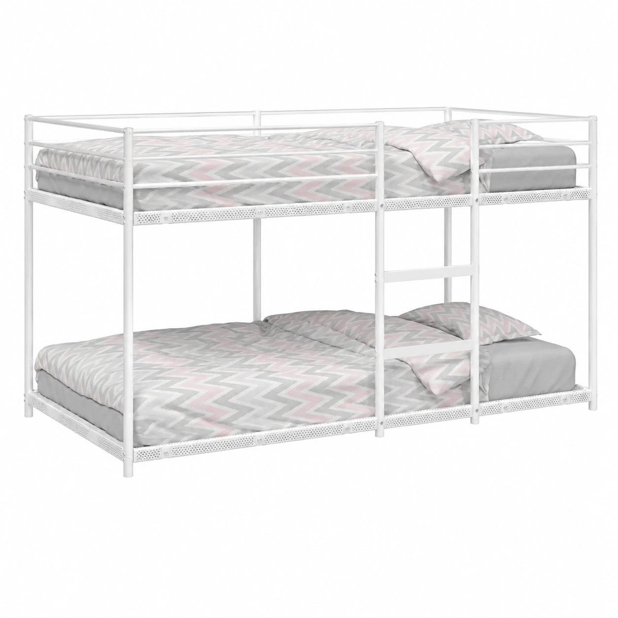 Stabiles Metall-Etagenbett mit Lattenrost in Weiß, 90x200 cm - westrena