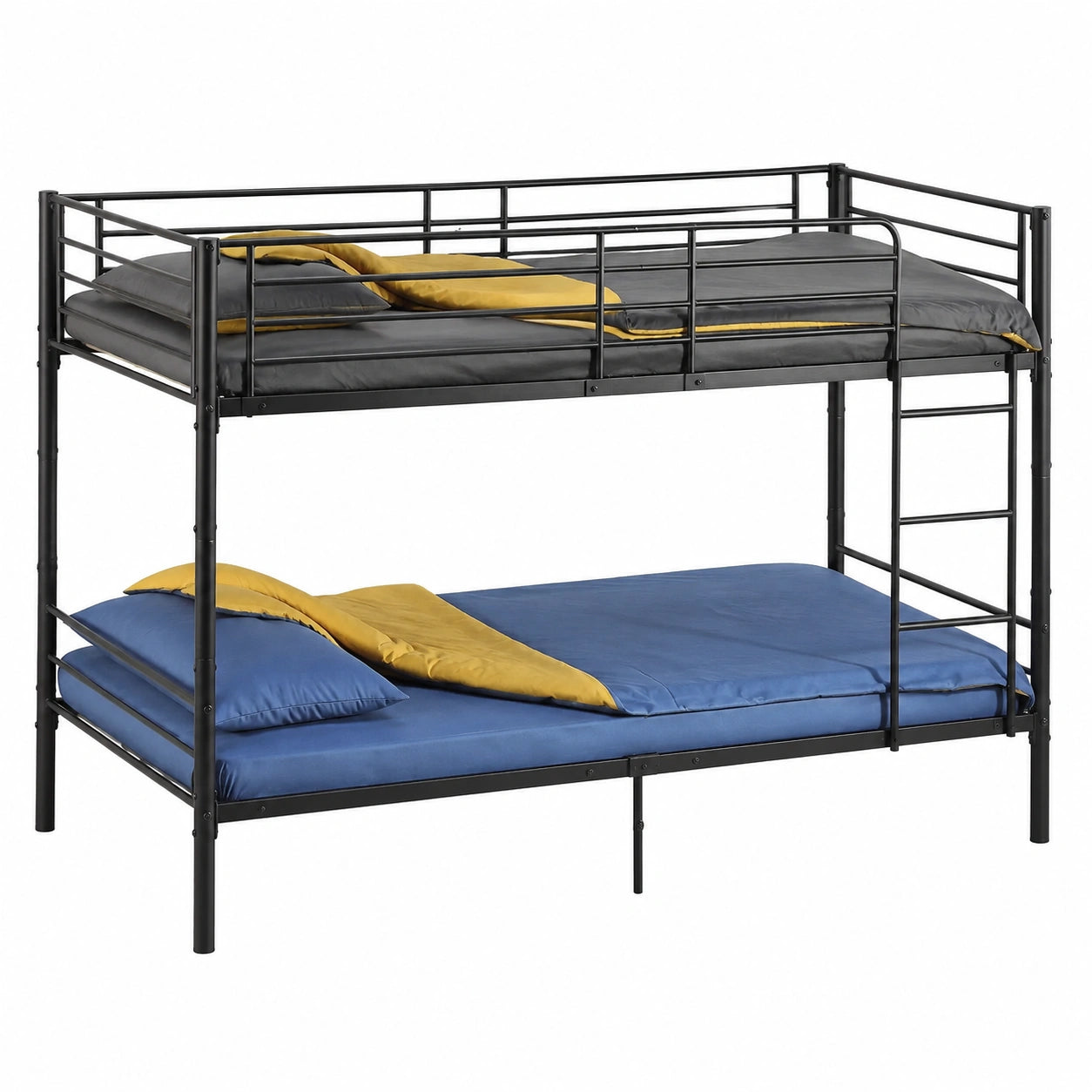 Hochbett 90x200 cm mit Sicherung, Kinder-Etagenbett in Schwarz inklusive Lattenrost und Leiter - westrena