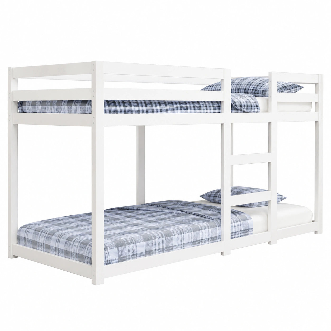 Massivholz Etagenbett Kiefer Weiß 80x200cm mit Absturzsicherung und Lattenrost - westrena