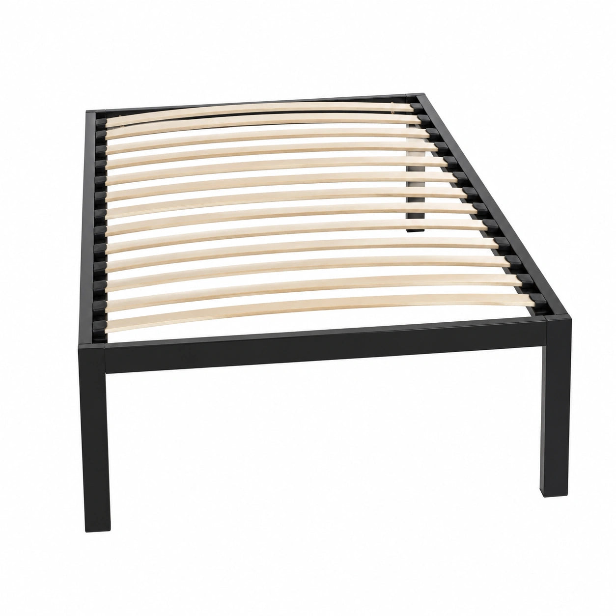 Stabiles Metallbett 90x200 cm mit Stauraum, Saugroboter-freundlich, 30,5 cm Höhe - westrena