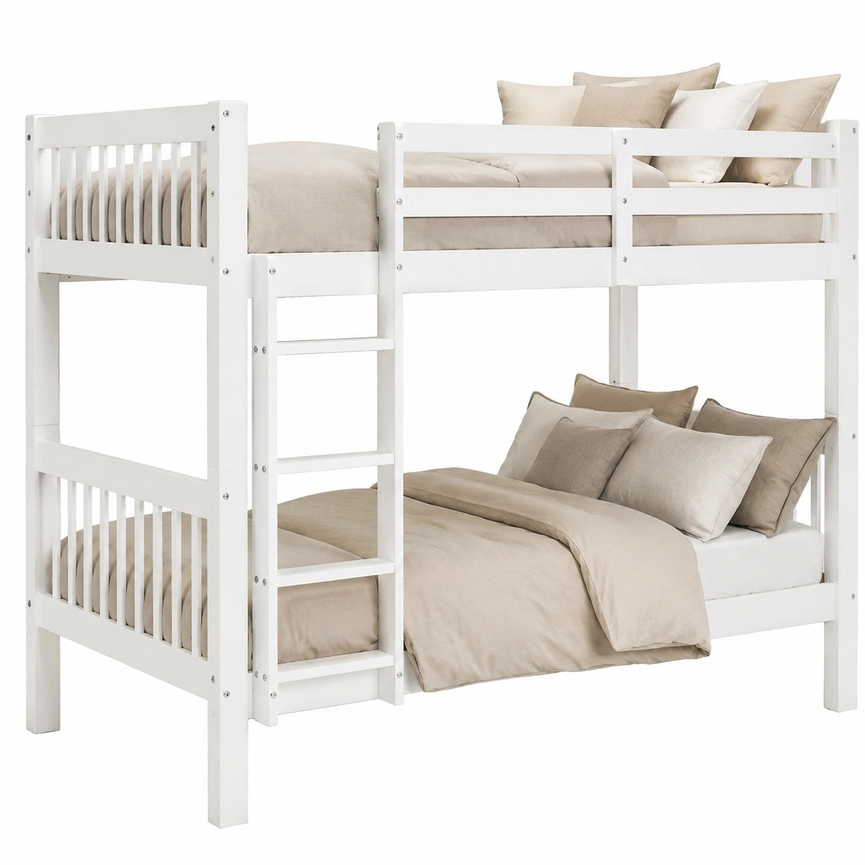Hochwertiges Etagenbett für Kinder 90x200 mit integrierter Treppe - Teilbar in 2 Einzelbetten, Weiß - westrena