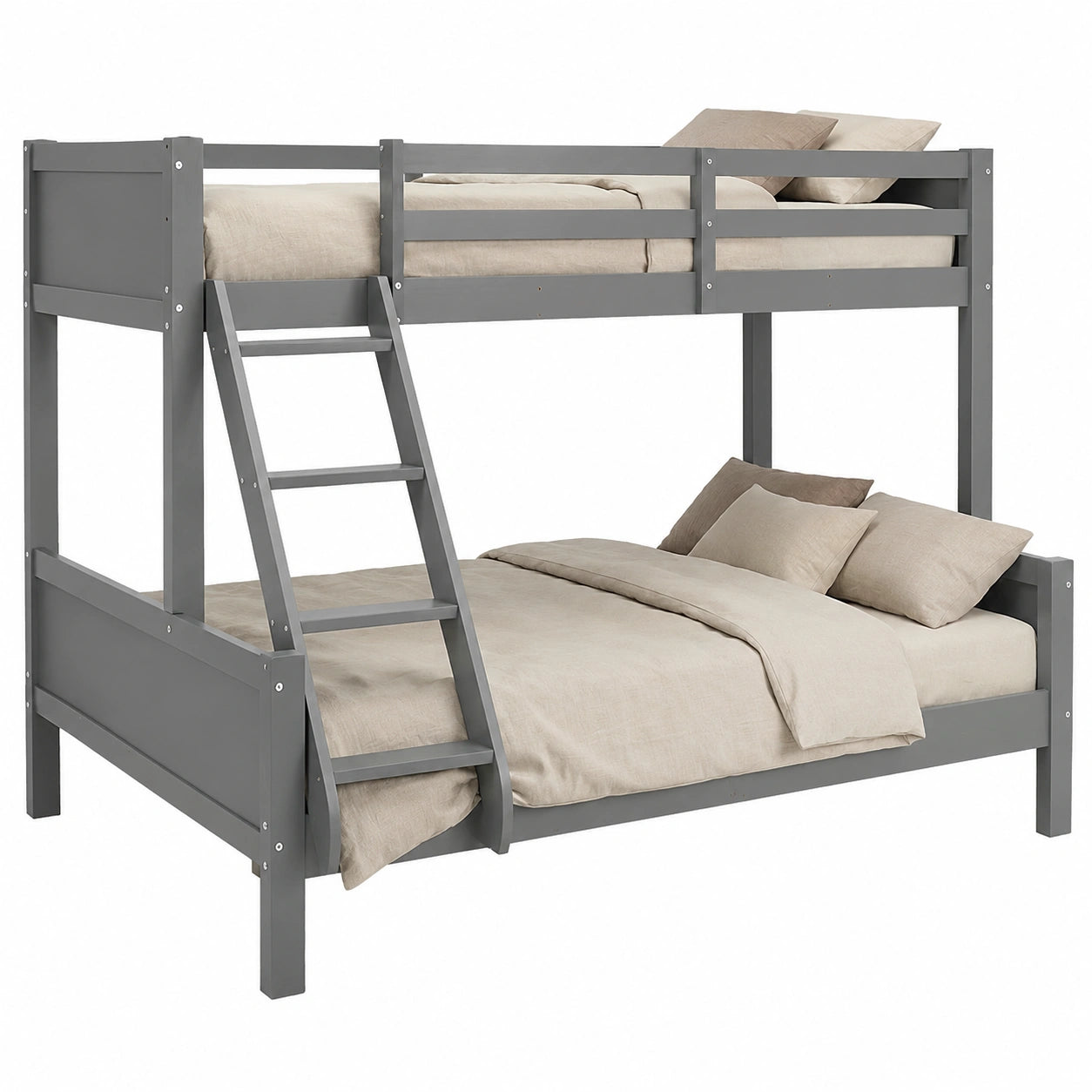 Kinder-Etagenbett aus Holz, 140x200/90x200, inkl. Lattenrost, in Grau - westrena