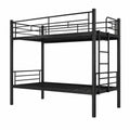 Metall-Etagenbett 90x200, umbaubar in Einzelbetten, mit Sicherheitsgeländer und Leitern, platzsparend für Kinder und Erwachsene (Schwarz) - westrena