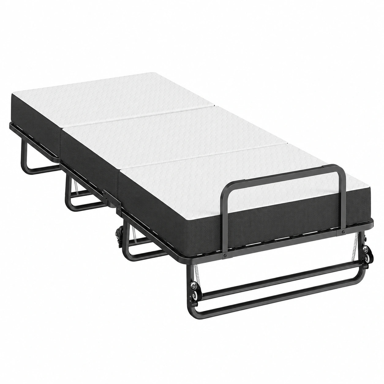 Faltbares Gästebett 90x200 cm mit 10 cm Matratze, Stabiler Metallrahmen, 360° Rollen, Multifunktionales Einzelbett oder Sofa - westrena
