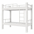 Robustes Metall-Etagenbett 100x200 cm mit Leiter für Erwachsene und Jugendliche, platzsparendes Design, Weiß - westrena