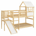 Hochbett 200x90 cm mit Rutsche und Treppe aus Holz, Kinder-Etagenbett inklusive Lattenrost - westrena