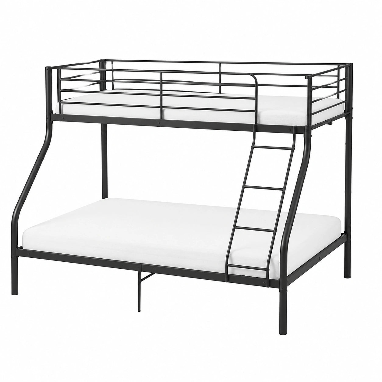 H.J WeDoo Hochbett aus Metall für Kinder und Jugendliche, 140x200 cm & 90x200 cm, inkl. Lattenrost, Schwarz - westrena