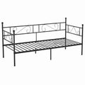 Metall-Tagesbett 90x200 cm, vielseitiges Einzelbett in Schwarz für Schlafzimmer und Wohnzimmer - westrena
