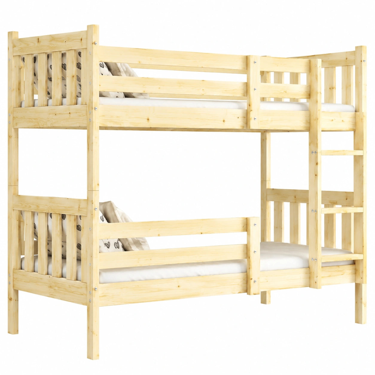 Interbeds Hochbett Kaspar aus Kiefernholz 200x90, teilbar in Einzelbetten, inkl. Leiter und Lattenrost - westrena