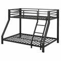 Modernes Etagenbett Stahlrahmen 90x200 & 140x200 cm mit Sicherheitsgeländer, EN747 Zertifikat, Matratzen nicht enthalten, Schwarz - westrena