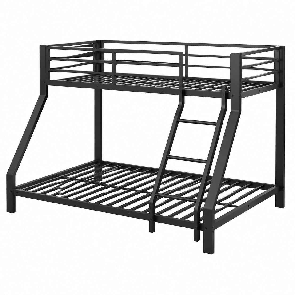 Modernes Etagenbett Stahlrahmen 90x200 & 140x200 cm mit Sicherheitsgeländer, EN747 Zertifikat, Matratzen nicht enthalten, Schwarz - westrena