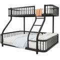 Metall-Etagenbett für Kinder 90x200 & 140x200 cm mit Leiter und Schutz, Doppelstockbett ohne Matratze, Schwarz - westrena