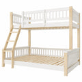Hochbett für Kinder 90x200 & 140x200 cm mit Leiter und Rausfallschutz, Minimalistisches Design, Holzgestell in Weiß und Natur, inkl. Lattenrost, ohne Matratze - westrena