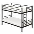 Metall-Etagenbett 90x200 cm, teilbar in 2 Einzelbetten mit Leiter und Absturzsicherung, für Jugend und Erwachsene, Schwarz - westrena