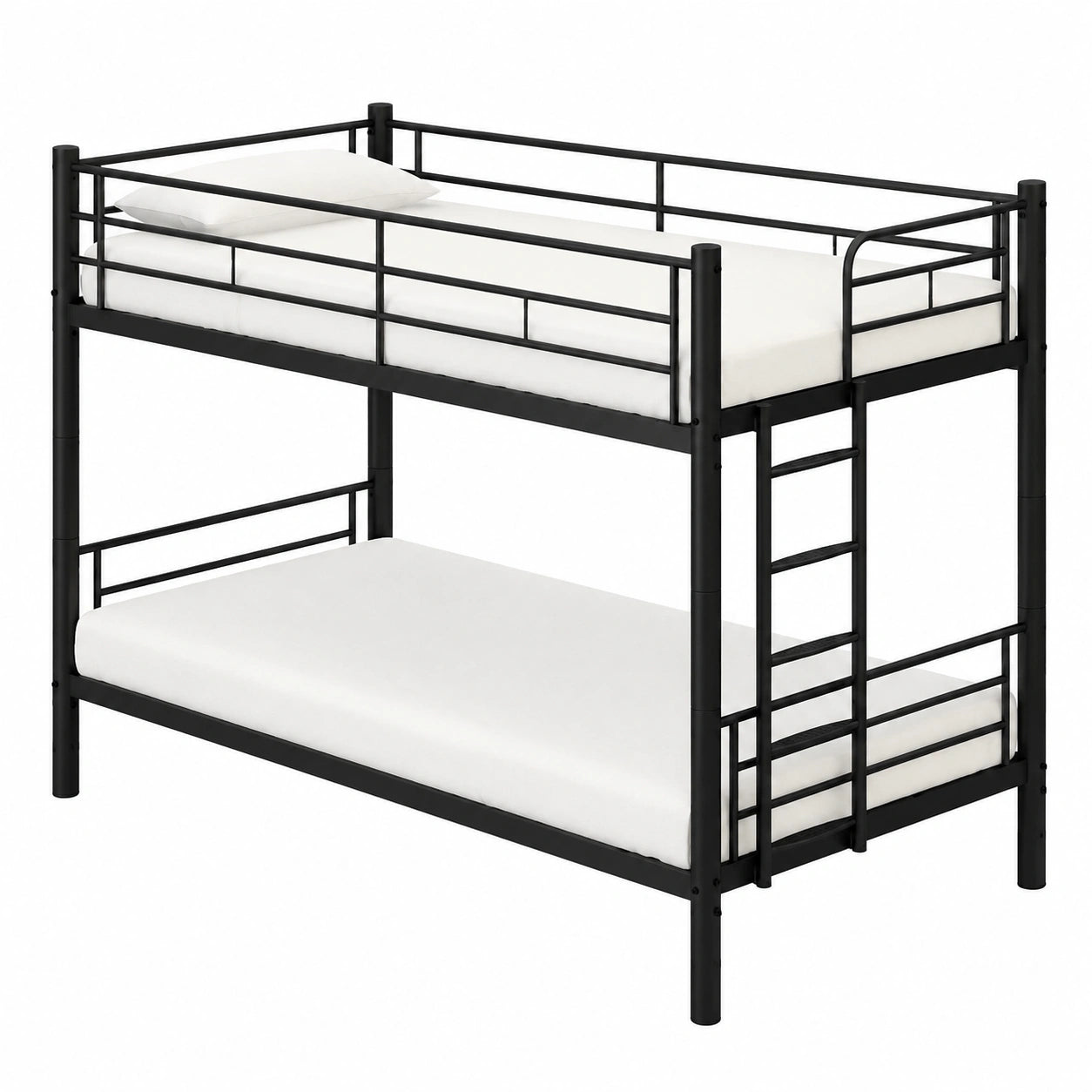 Metall-Etagenbett 90x200 cm, teilbar in 2 Einzelbetten mit Leiter und Absturzsicherung, für Jugend und Erwachsene, Schwarz - westrena