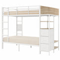 Modernes Hochbett 90x200 mit Treppe, LED, Ladestation und Stauraum - westrena