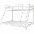 Metall-Etagenbett 90x200 cm & 140x200 cm, weiß, mit Geländer & Leiter, EN747 zertifiziert, ohne Matratze - westrena