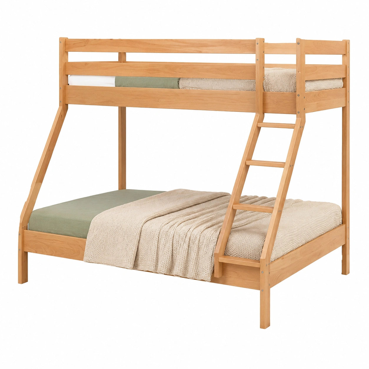 Hochwertiges Doppelstockbett aus massiver Buche für Kinderzimmer, 90x200 cm, inklusive Leiter und Rollrost, platzsparendes Design - westrena