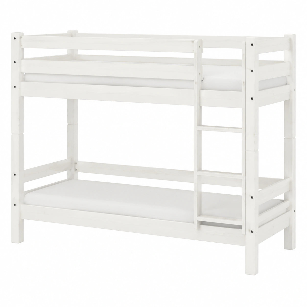 Massives weißes Etagenbett für Kinder, 90x200 cm, geeignet für Matratzen, Spielhochbett - westrena