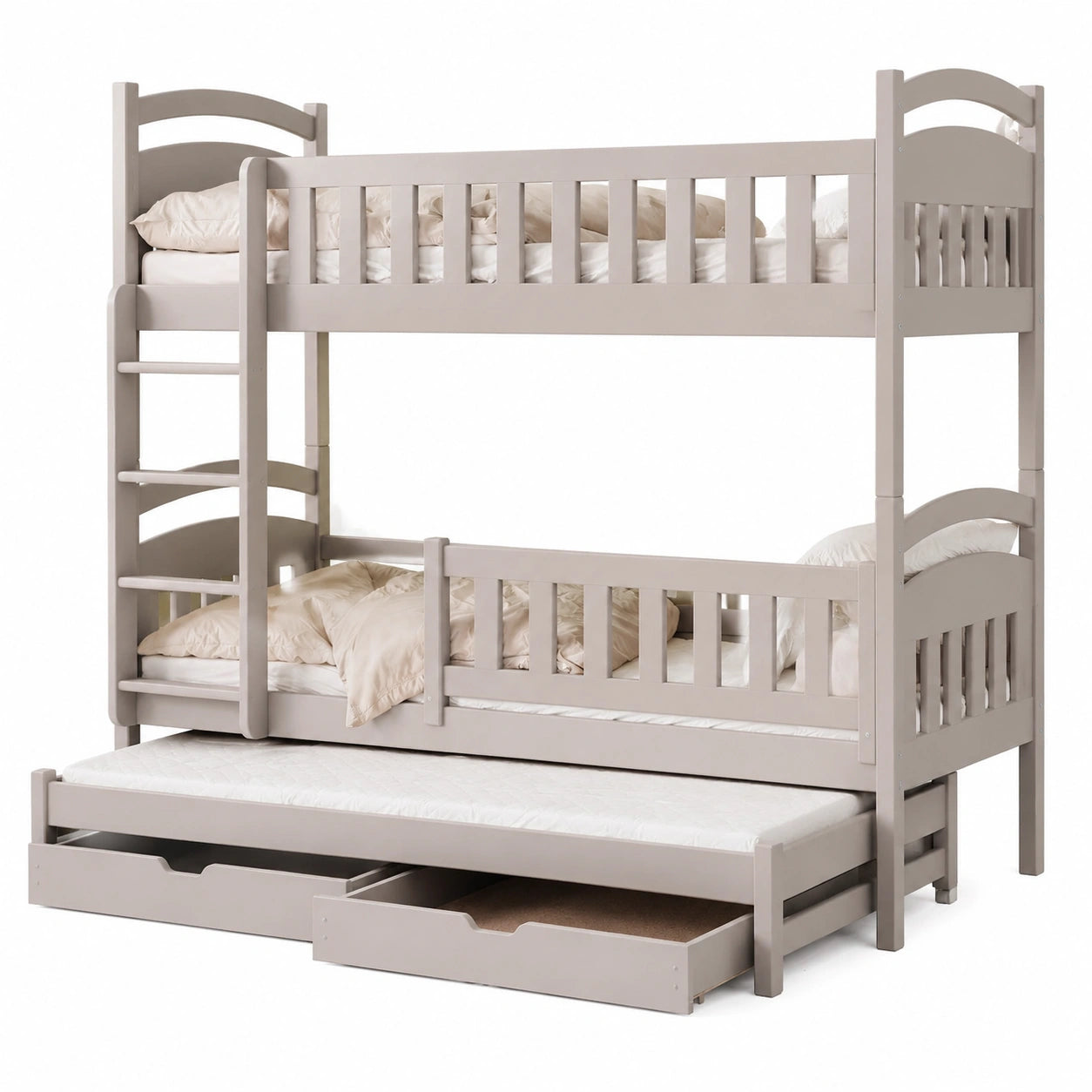 Modulares Kinder-Etagenbett 90x200 für 3 Kinder, inkl. Lattenroste und Matratzen - westrena