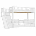 Kinder-Etagenbett 90x200 mit Rutsche und Stauraum, Weiß - westrena